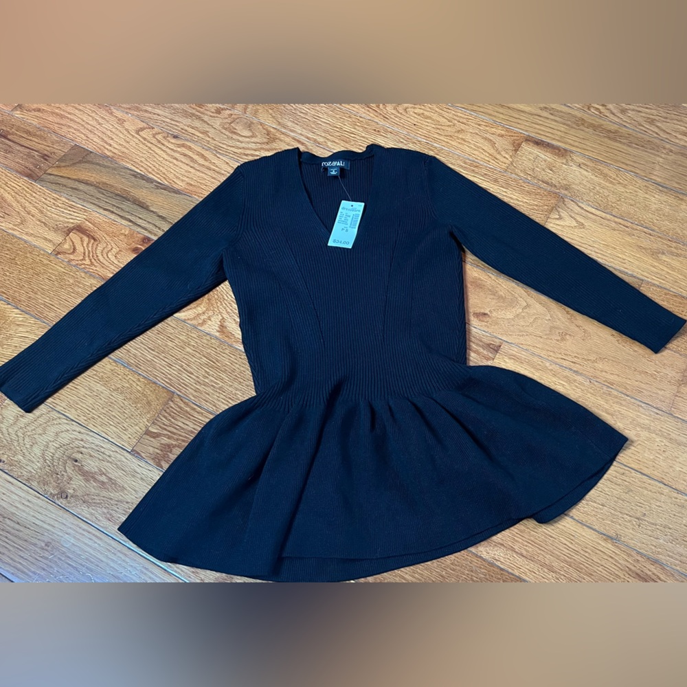 NWT Black Small Sweater with Flared Waist